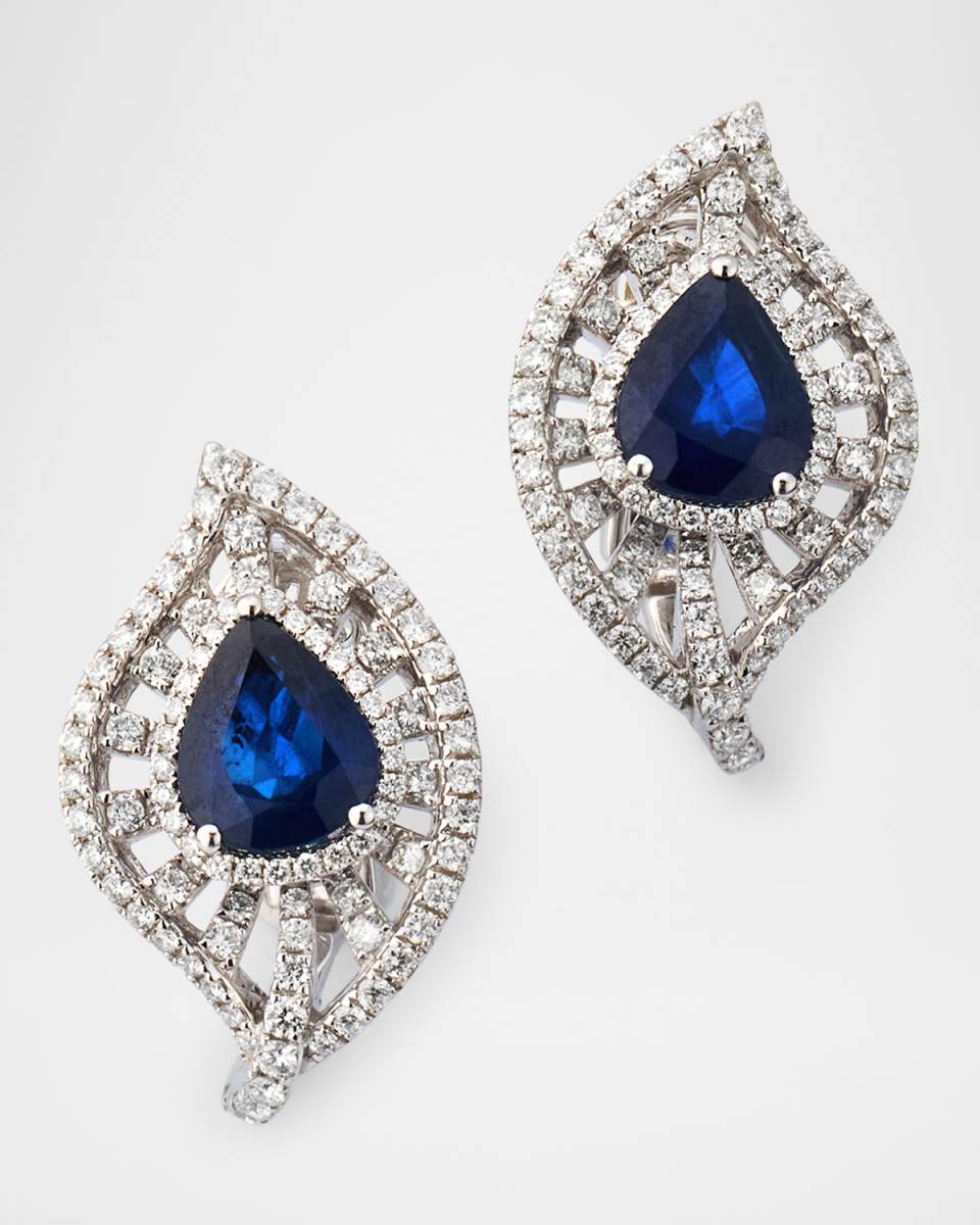 18K White Gold Sapphire and Diamond Earrings